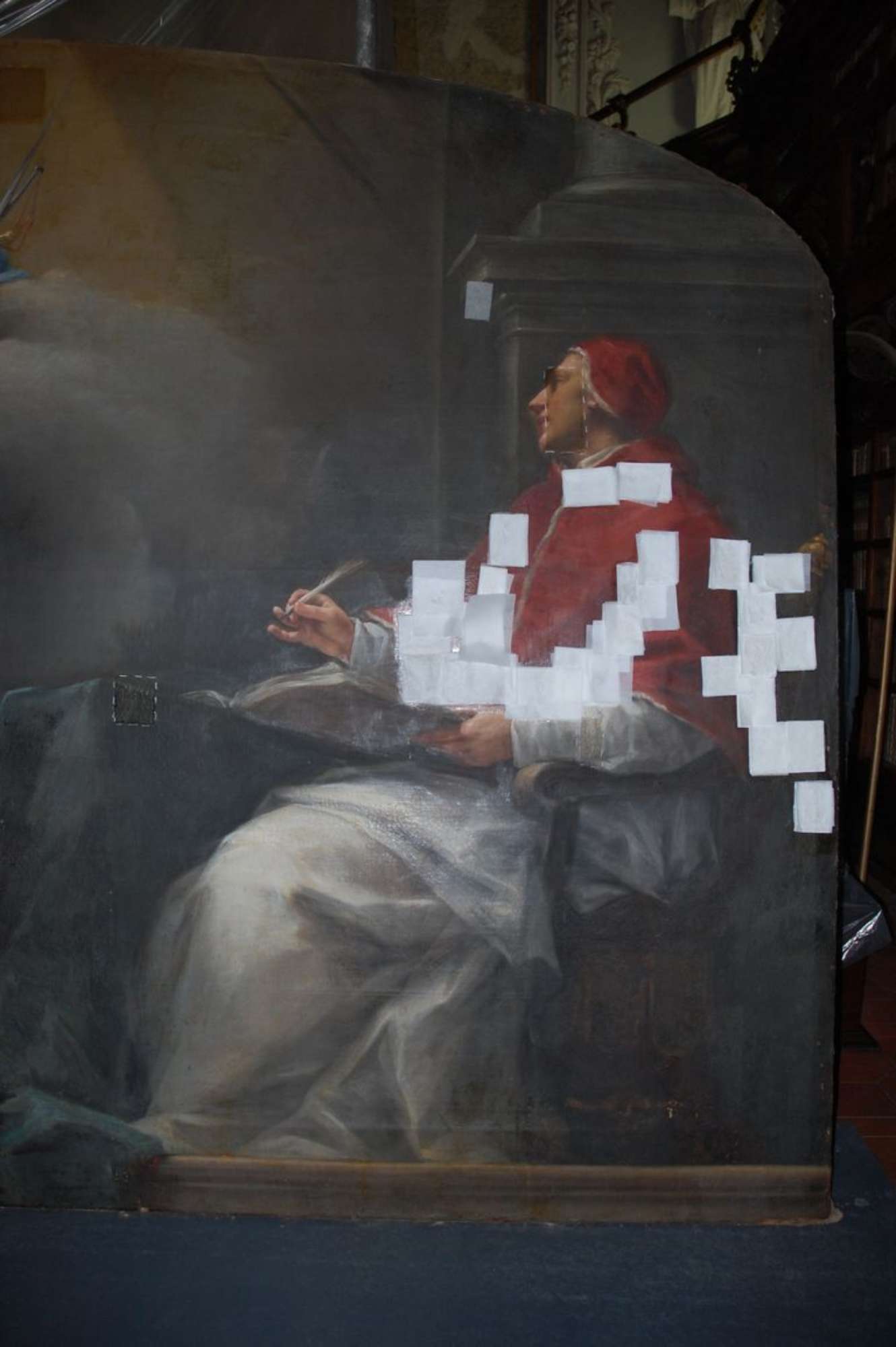 velinatura e consolidamento colore sollevato